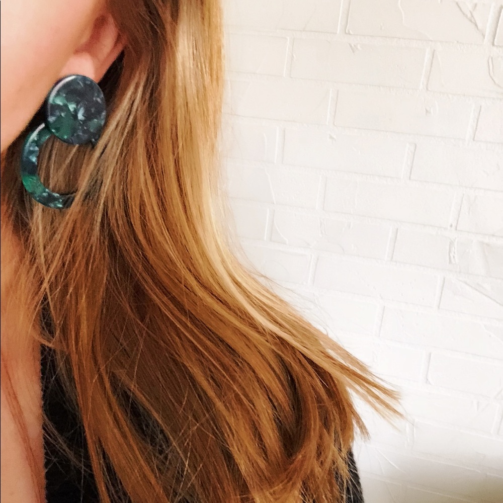 🆕 Emerald City Acrylic Geometric Earrings 💚 - Picture 2 of 8